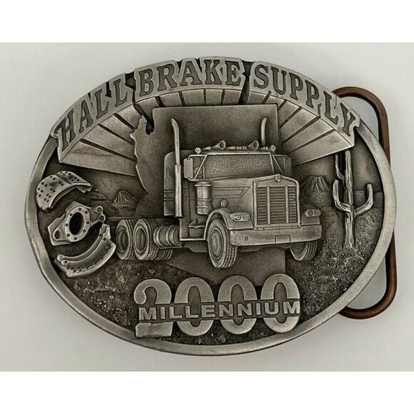 Vintage 2000 Hall Brake Supply Millennium Limited Edition Pewter Belt Buckle - Picture 1 of 8